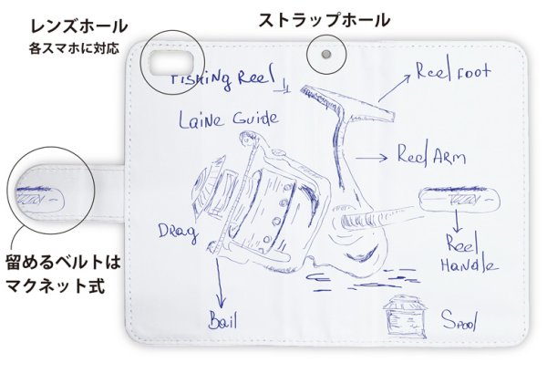 Photo3: 【Angler's Case】【Notebook Type】Cell-phone Case - Explanation of reels - (built-to-order) (Product code: diary2015103017) (3)