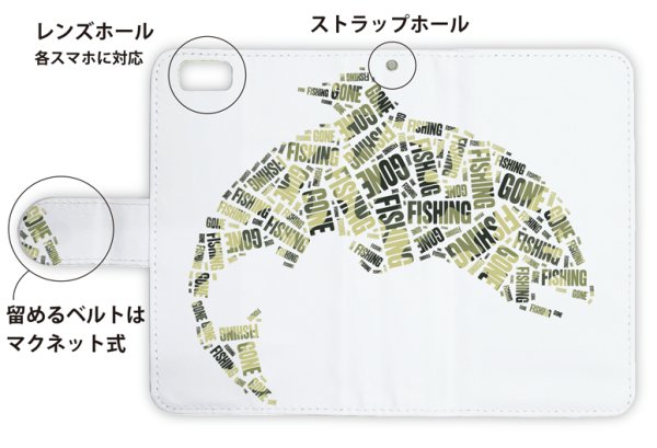 Photo3: 【Angler's Case】【Notebook Type】Cell-phone Case - Illustration of fish - (built-to-order) (Product code: diary2015103030) (3)