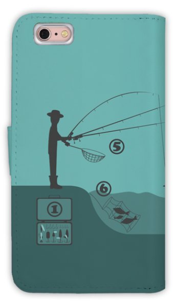 Photo2: 【Angler's Case】【Notebook Type】Cell-phone Case - FISHING WITH SPINNING - (built-to-order) (Product code:diary2015103117) (2)