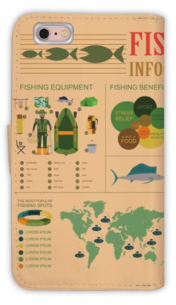 Photo2: 【Angler's Case】【Notebook Type】Cell-phone Case - FISHING INFOGRAPHIC - (built-to-order) (Product code：diary2015103114) (2)