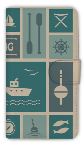 Photo1: 【Angler's Case】【Notebook Type】Cell-phone Case - Fishing icon - (built-to-order) (Product code：diary2015103110) (1)