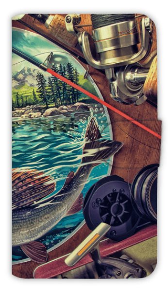 Photo1: 【Angler's Case】【Notebook Type】Cell-phone Case - Embosomed Fishing Tackle - (built-to-order) (Product code：diary2015102907) (1)