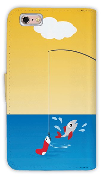 Photo2: 【Angler's Case】【Notebook Type】Cell-phone Case - Cat and Fishing - shine (built-to-order) (Product code：diary2015110712) (2)