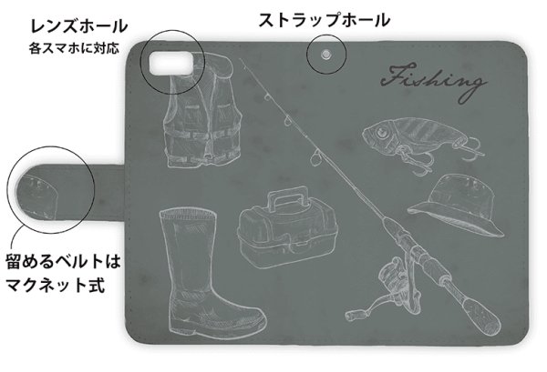 Photo3: 【Angler's Case】【Notebook Type】Cell-phone Case - Fishing Tackle -  (built-to-order) (Product code:diary2015110709) (3)