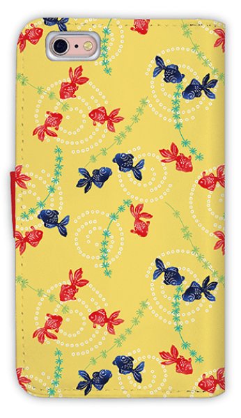 Photo2: 【Angler's Case】【Notebook Type】Cell-phone Case - Fishing Goldfish - Yellow (built-to-order) (Product code：diary2015110506) (2)