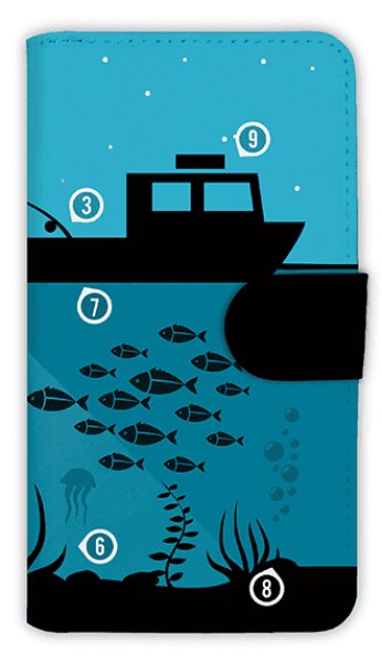 Photo1: 【Angler's Case】【Notebook Type】Cell-phone Case - Night Fishing -  (built-to-order) (Product code：diary2015110716) (1)