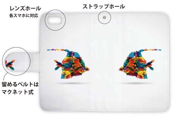 Photo3: 【Angler's Case】【Notebook Type】Cell-phone Case - Modern colorful fishes - (built-to-order) (Product code:diary2015110201) (3)