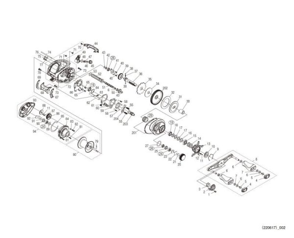 Photo1: [SHIMANO] Genuine Spare Parts for 22 CURADO DC 200HG Product code: 045010 **Back-order (Shipping in 3-4 weeks after receiving order) (1)