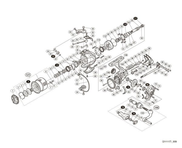 Photo1: [SHIMANO] Genuine Spare Parts for 15 TWIN POWER C2000HGS Product Code: 033659 **Back-order (Shipping in 3-4 weeks after receiving order) (1)