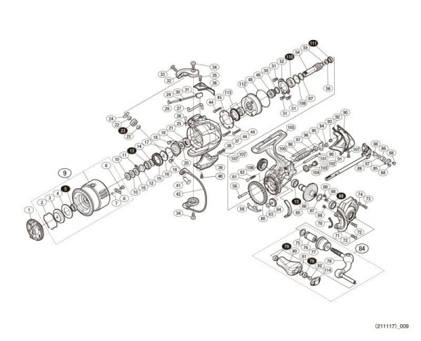 Photo1: [SHIMANO] Genuine Spare Parts for 15 TWIN POWER 1000PGS Product Code: 033635 **Back-order (Shipping in 3-4 weeks after receiving order) (1)