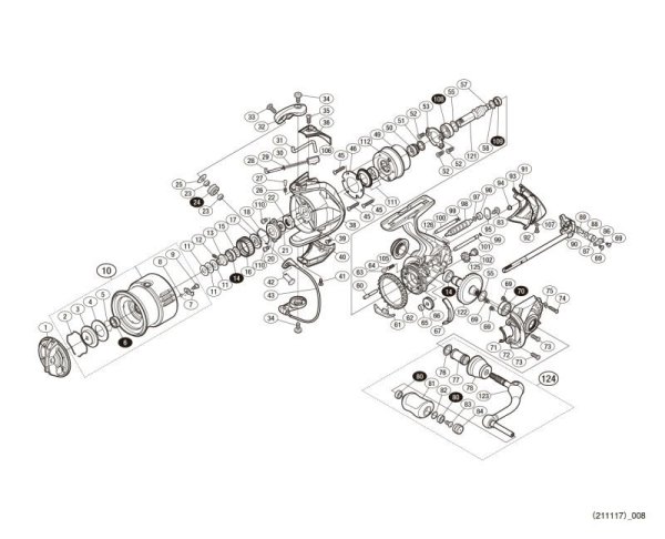 Photo1: [SHIMANO] Genuine Spare Parts for 15 TWIN POWER 2500HGS Product Code: 033680 **Back-order (Shipping in 3-4 weeks after receiving order) (1)