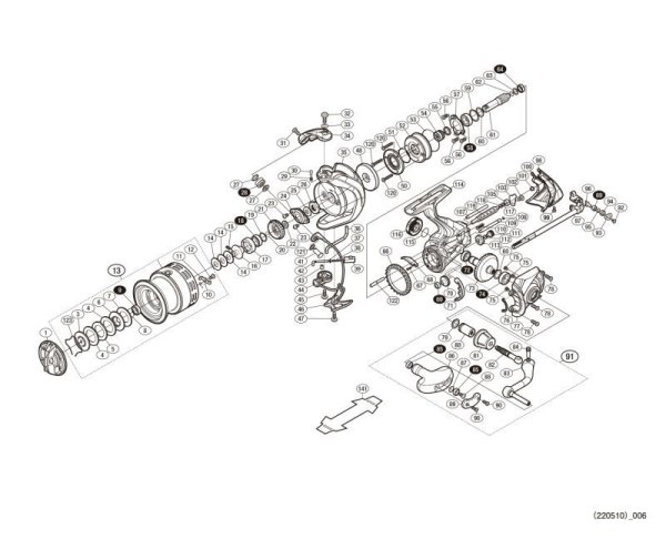 Photo1: [SHIMANO] Genuine Spare Parts for 17 EXSENCE 4000MXG Product Code: 037527 **Back-order (Shipping in 3-4 weeks after receiving order) (1)