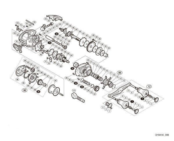 Photo1: [SHIMANO] Genuine Spare Parts for 16, 17 ENGETSU 16 100PG Product code: 035875 **Back-order (Shipping in 3-4 weeks after receiving order) (1)