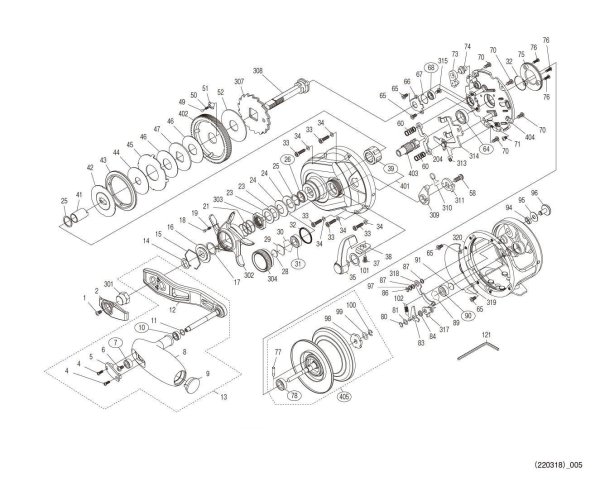 Photo1: [SHIMANO] Genuine Spare Parts for 21 OCEA JIGGER 2001NRMG Product code: 043795 **Back-order (Shipping in 3-4 weeks after receiving order) (1)