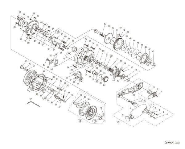 Photo1: [SHIMANO] Genuine Spare Parts for 21 OCEA JIGGER 1500XG Product code: 043764 **Back-order (Shipping in 3-4 weeks after receiving order) (1)