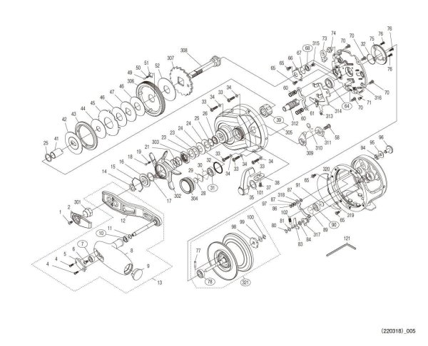 Photo1: [SHIMANO] Genuine Spare Parts for 21 OCEA JIGGER 2001NRXG Product code: 043818 **Back-order (Shipping in 3-4 weeks after receiving order) (1)