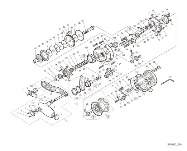 Photo1: [SHIMANO] Genuine Spare Parts for 19 OCEA JIGGER F CUSTOM 1501HG Product code: 040039 **Back-order (Shipping in 3-4 weeks after receiving order) (1)