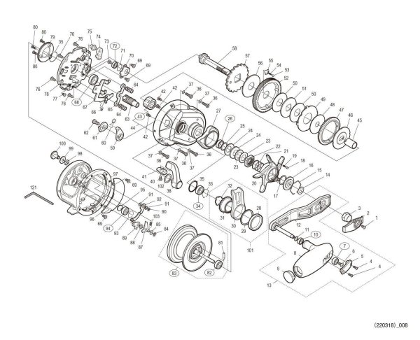 Photo1: [SHIMANO] Genuine Spare Parts for 19 OCEA JIGGER F CUSTOM 2000NRHG Product code: 040046 **Back-order (Shipping in 3-4 weeks after receiving order) (1)