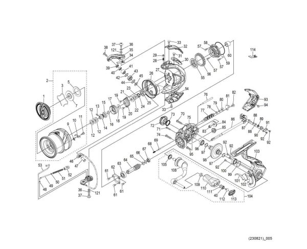 Photo1: [SHIMANO] Genuine Spare Parts for 23 STRADIC 2500SHG Product Code: 045836 **Back-order (Shipping in 3-4 weeks after receiving order) (1)