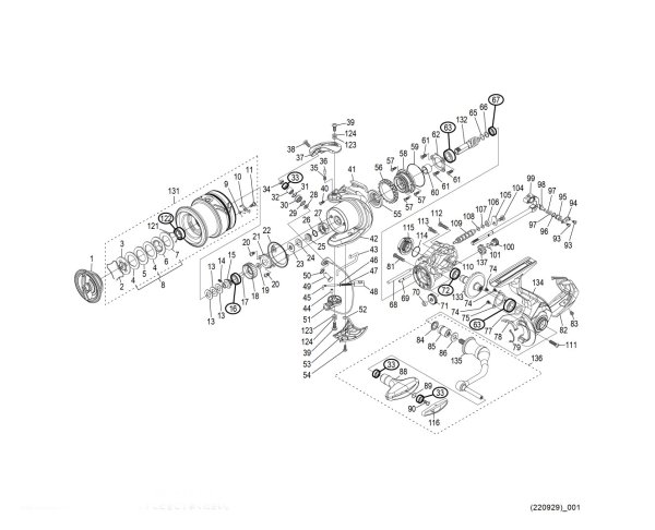 Photo1: [SHIMANO] Genuine Spare Parts for 23 EXSENCE XR C3000MHG Product Code: 046161 **Back-order (Shipping in 3-4 weeks after receiving order) (1)