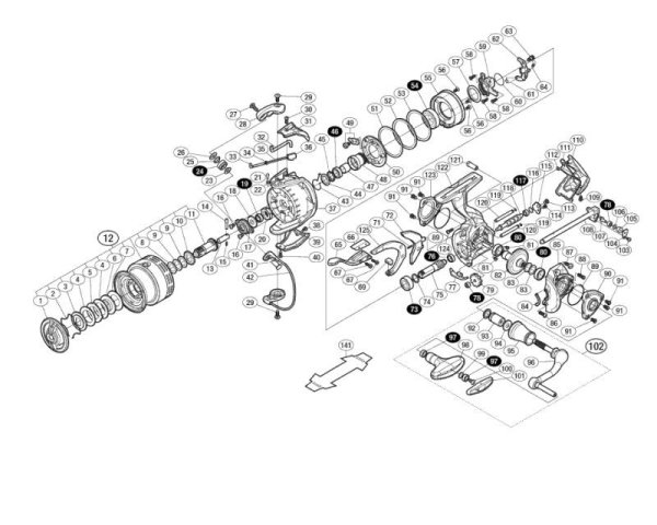 Photo1: [SHIMANO] Genuine Spare Parts for 16 EXSENCE LB C3000MXG Product Code: 036377 **Back-order (Shipping in 3-4 weeks after receiving order) (1)