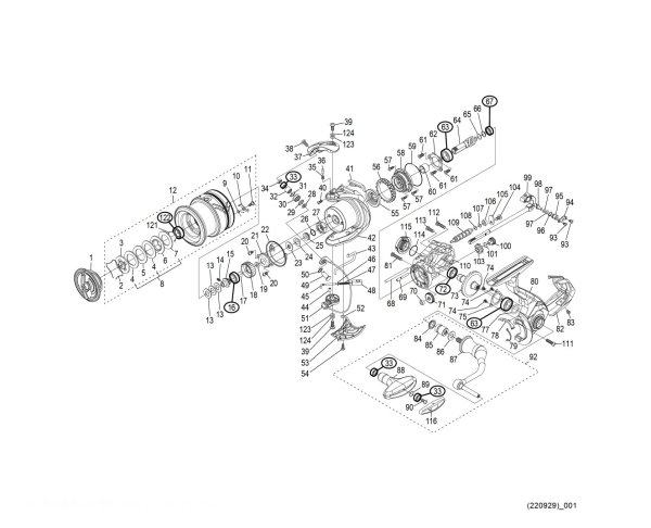 Photo1: [SHIMANO] Genuine Spare Parts for 23 EXSENCE XR C3000M Product Code: 046154 **Back-order (Shipping in 3-4 weeks after receiving order) (1)