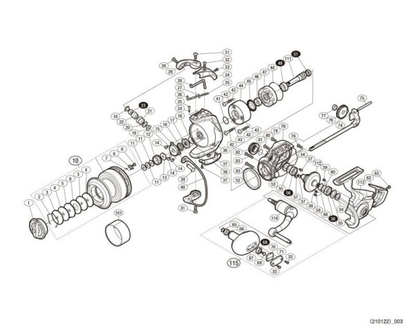 Photo1: [SHIMANO] Genuine Spare Parts for 13-16 BIOMASTER SW 6000HG Product Code: 036100 **Back-order (Shipping in 3-4 weeks after receiving order) (1)