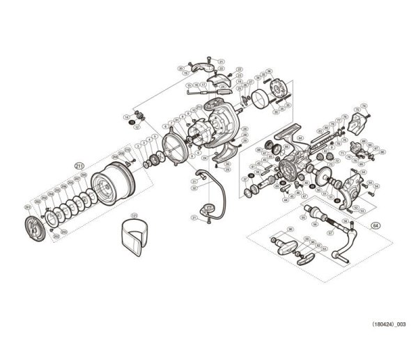 Photo1: [SHIMANO] Genuine Spare Parts for 18 SUPER AERO SURF LEADER CI4+ SD35 Standard specification Product Code: 038937 **Back-order (Shipping in 3-4 weeks after receiving order) (1)