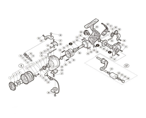 Photo1: [SHIMANO] Genuine Spare Parts for 16-18 NASCI 500 Product Code: 038159 **Back-order (Shipping in 3-4 weeks after receiving order) (1)