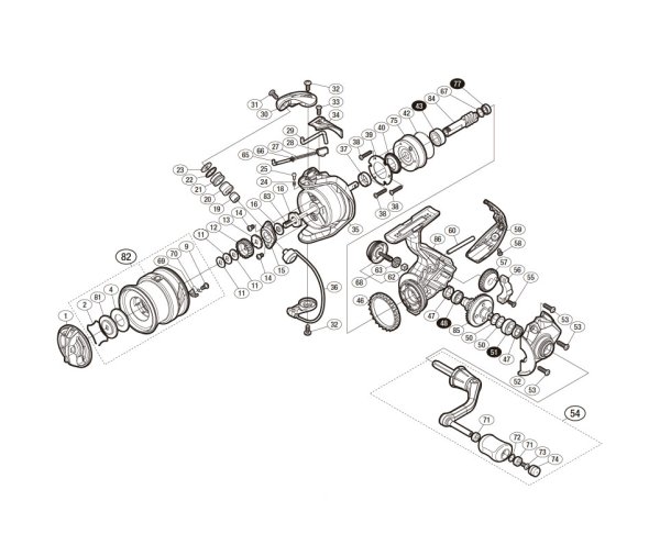 Photo1: [SHIMANO] Genuine Spare Parts for 16-18 NASCI 2500HGS Product Code: 035714 **Back-order (Shipping in 3-4 weeks after receiving order) (1)