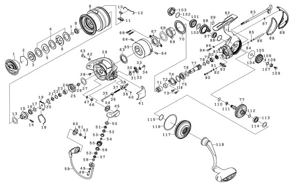 Photo1: [DAIWA] Genuine Spare Parts for 22 EXIST PC LT2500 Product code: 00061097 **Back-order (Shipping in 3-4 weeks after receiving order) (1)