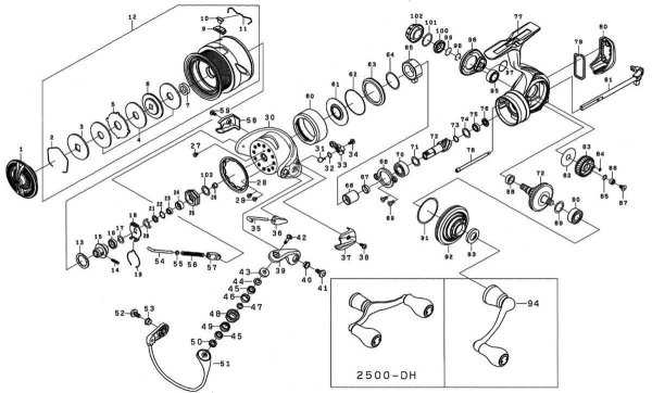 Photo1: [DAIWA] Genuine Spare Parts for 21 EMERALDAS AIR LT2500-XH Product code: 00060312 **Back-order (Shipping in 3-4 weeks after receiving order) (1)