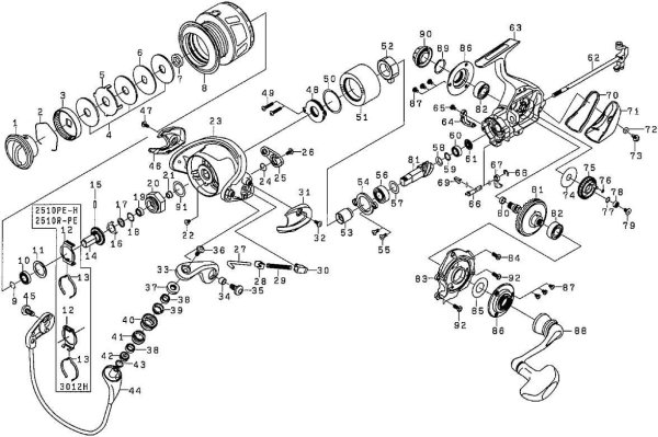 Photo1: [DAIWA] Genuine Spare Parts for 14 morethan 2510PE-H Product code: 00056144 **Back-order (Shipping in 3-4 weeks after receiving order) (1)