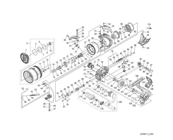 Photo1: [SHIMANO] Genuine Spare Parts for 24 TWIN POWER 2500SHG Product Code: 046796 **Back-order (Shipping in 3-4 weeks after receiving order) (1)