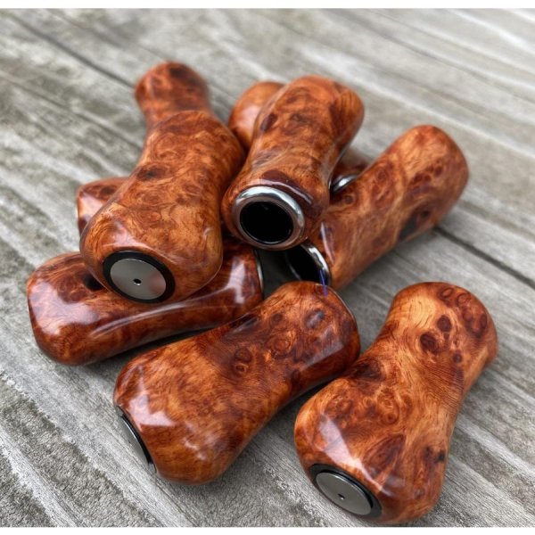 Photo3: [FHF/fishing house freedom] Wood Handle Knob Paddle Shape "Karin" (Padouk) Burl Monochrome (1 piece) F-08 (3)