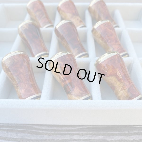 Photo2: [FHF/fishing house freedom] Wood Handle Knob Round Shape S Rank "Karin" (Padouk) Red and White Burl (1 piece) F-14 (2)