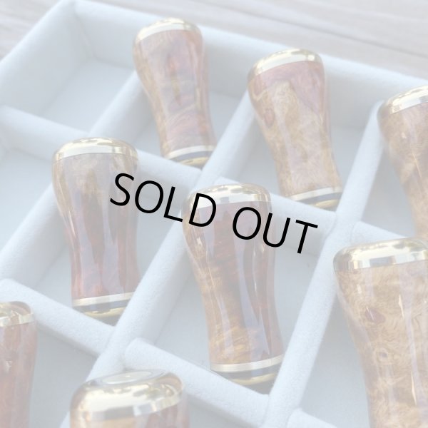 Photo9: [FHF/fishing house freedom] Wood Handle Knob Round Shape S Rank "Karin" (Padouk) Red and White Burl (1 piece) F-14 (9)