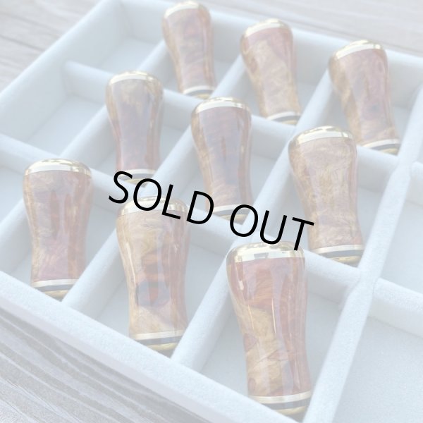 Photo8: [FHF/fishing house freedom] Wood Handle Knob Round Shape S Rank "Karin" (Padouk) Red and White Burl (1 piece) F-14 (8)