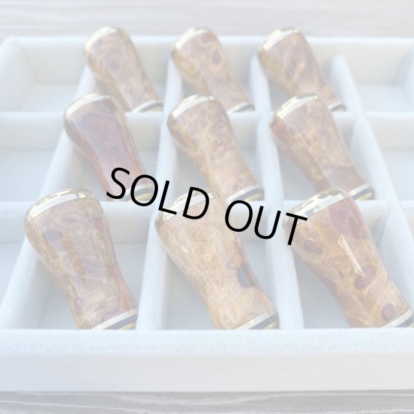 Photo5: [FHF/fishing house freedom] Wood Handle Knob Round Shape S Rank "Karin" (Padouk) Red and White Burl (1 piece) F-14 (5)