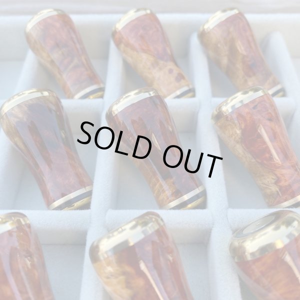 Photo3: [FHF/fishing house freedom] Wood Handle Knob Round Shape S Rank "Karin" (Padouk) Red and White Burl (1 piece) F-14 (3)