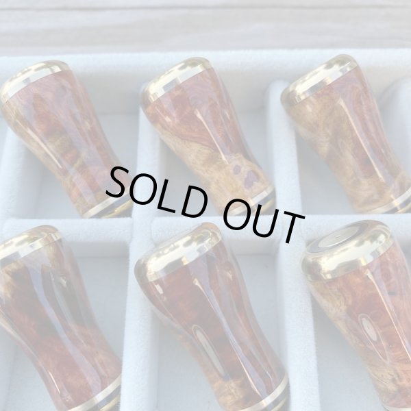 Photo4: [FHF/fishing house freedom] Wood Handle Knob Round Shape S Rank "Karin" (Padouk) Red and White Burl (1 piece) F-14 (4)