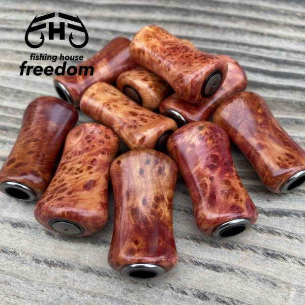 Photo2: [FHF/fishing house freedom] Wood Handle Knob Paddle Type 2 Purpleheart Burl (1 piece) F-27 (2)
