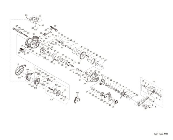 Photo1: [SHIMANO] Genuine Spare Parts for 24 Barchetta PREMIUM 150 RIGHT Product code: 047274 **Back-order (Shipping in 3-4 weeks after receiving order) (1)