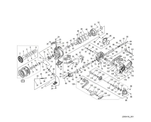 Photo1: [SHIMANO] Genuine Spare Parts for 25 BB-X HYPER FORCE TYPE2 C3000DXXG S L Product Code: 049056 **Back-order (Shipping in 3-4 weeks after receiving order) (1)