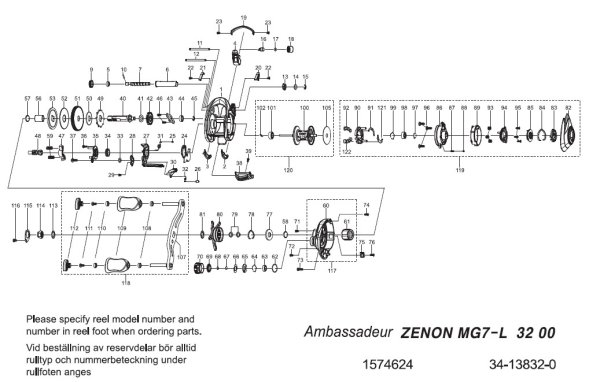 Photo1: [ABU] Genuine Spare Parts for ZENON MG7-L Product code: 1574624 **Back-order (Shipping in 3-4 weeks after receiving order) (1)
