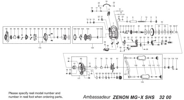 Photo1: [ABU] Genuine Spare Parts for ZENON MG-X-SHS Product code: 1552848 **Back-order (Shipping in 3-4 weeks after receiving order) (1)