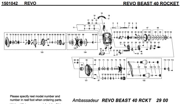 Photo1: [ABU] Genuine Spare Parts for REVO BEAST 40 ROCKET Product code: 1501042 **Back-order (Shipping in 3-4 weeks after receiving order) (1)