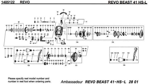 Photo1: [ABU] Genuine Spare Parts for REVO BEAST 41 HS-L Product code: 1485122 **Back-order (Shipping in 3-4 weeks after receiving order) (1)