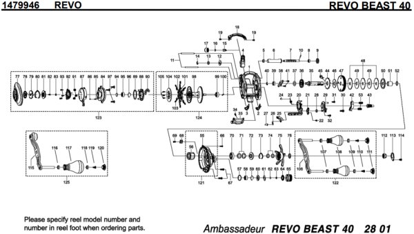 Photo1: [ABU] Genuine Spare Parts for REVO BEAST 40 Product code: 1479946 **Back-order (Shipping in 3-4 weeks after receiving order) (1)