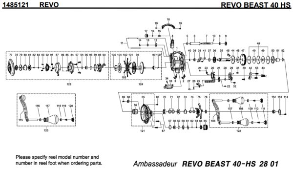 Photo1: [ABU] Genuine Spare Parts forREVO BEAST 40 HS Product code: 1485121 **Back-order (Shipping in 3-4 weeks after receiving order) (1)